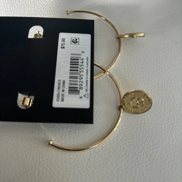 NWT Coach Two-Tone Signature Coin Charm Hoop Earrings - Picture 8 of 9